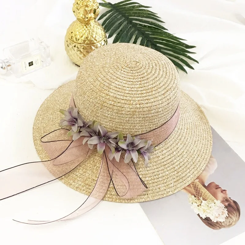 Sunhat женская летняя Солнцезащитная шляпа для пляжных женщин рыбацкие цветы с