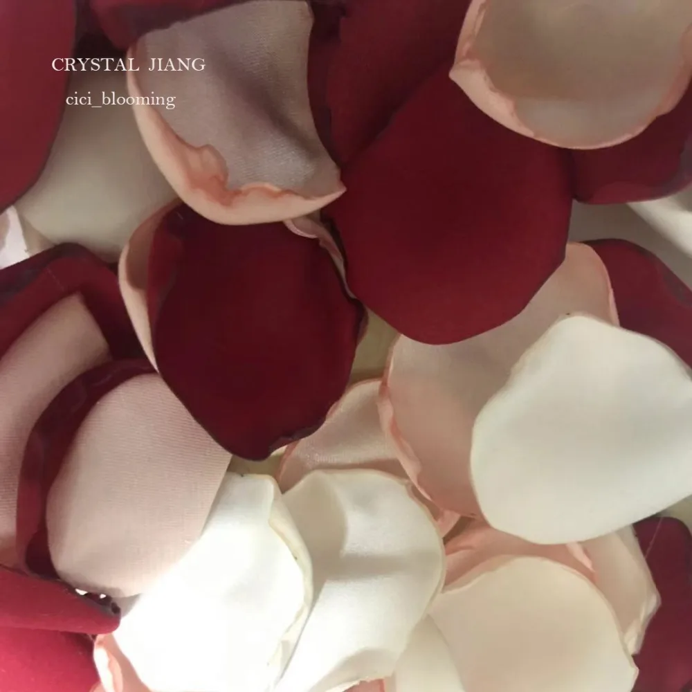 

Beige Peach And Wine Red Wedding Rose Petals Romantic Flower Girl Rose Petal 2019 Real Image
