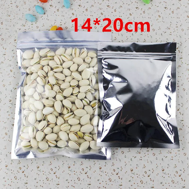 

14*20cm Aluminum Foil / Clear Resealable Valve Zipper Plastic Party Packaging Pack Bag, Zip Lock Ziplock Bag Retail Package