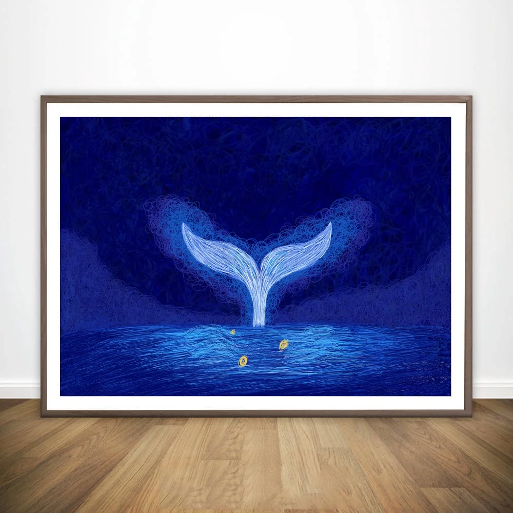 

Nordic Minimalist Style Marine Animal Whale Dolphin Wall Art Paint Decor Canvas Prints Canvas Art Poster Oil Paintings No Frame