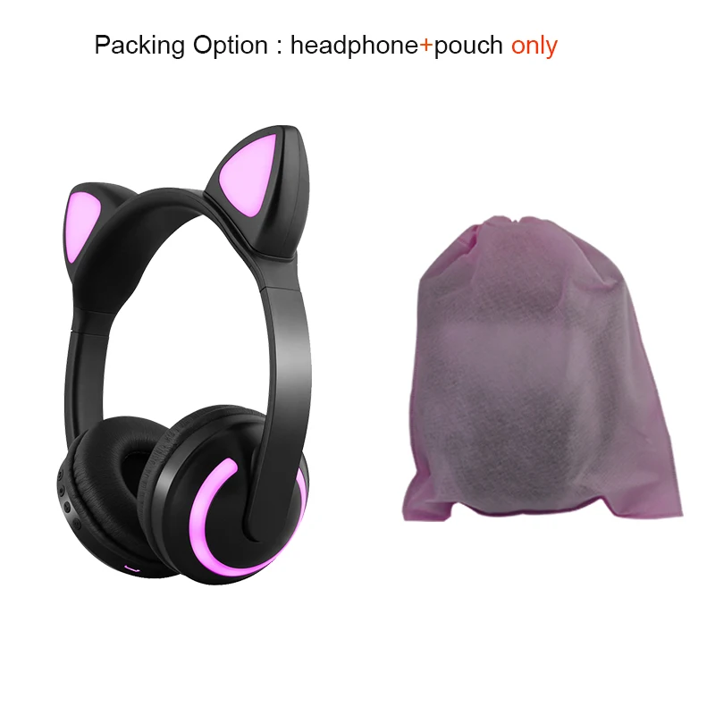 cat ear headphone 1 BONWAYE беспроводные Bluetooth кошачьи наушники с семью видами светодиодный светильник мигающий Светящийся Косплей Необычные кошачьи наушники подарки - Цвет: cat ear headphone 1