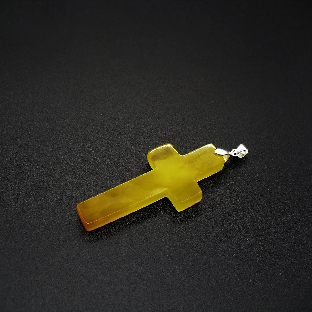 Крестообразный кулон настоящая Подвеска из черного янтарного Креста ручной