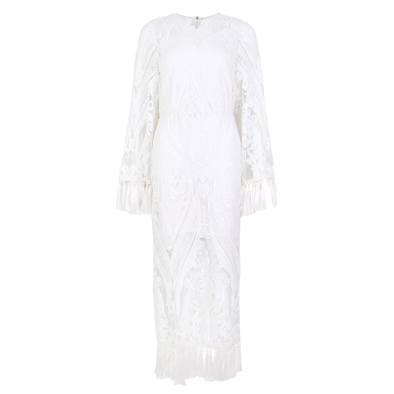 CHICEVER летнее винтажное кружевное лоскутное белое платье с кисточками для женщин