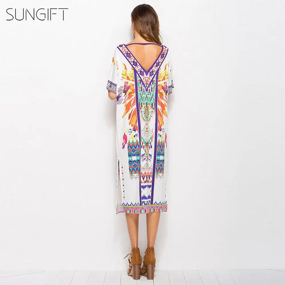 SUNGIFT женское платье в африканском стиле с принтом Дашики на лето коротким рукавом