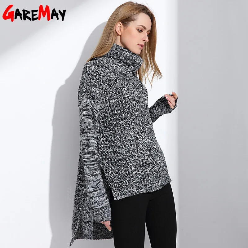 GAREMAY Womens Turtleneck Sweater Winter Warm Knitwear Oversized For Women Tops Fashion Long Clothing Ladies Jumpers | Женская одежда