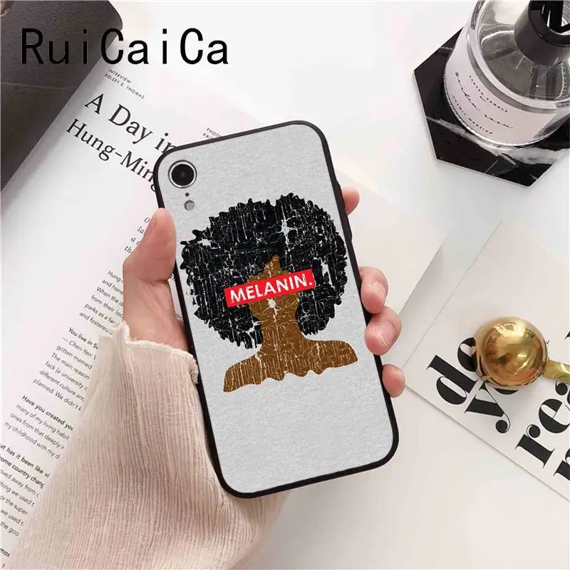 Ruicaica Melanin Poppin queen Afro Black Girl Magic rock мягкий чехол для iPhone X XS MAX 6 6s 7 plus 8 Plus 5 5S SE XR |