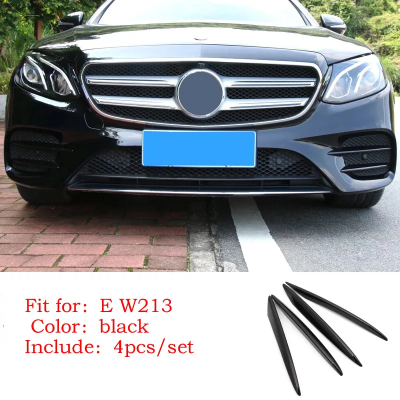 Для- Mercedes E W213 amg Mercedes benz E W213 E43 E63 передний противотуманный светильник аксессуары для отделки бровей - Название цвета: Black 4pcs