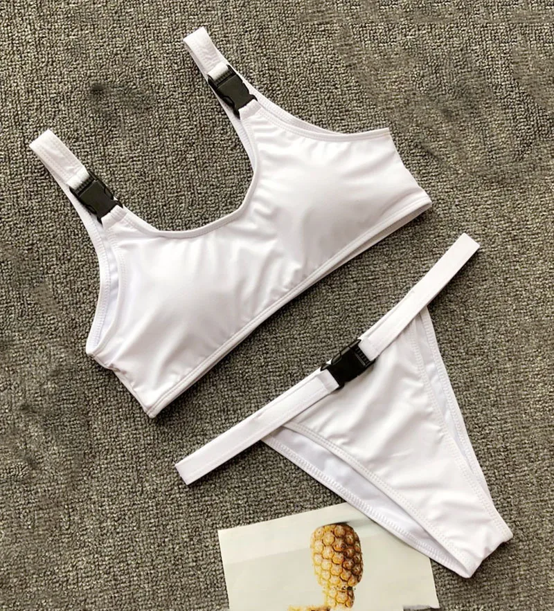 Sexy Buckle Bikini Push Up Swimwear Women 2018 Summer Bathers Sport Bathing Suit Brazilian Thong Tankini |