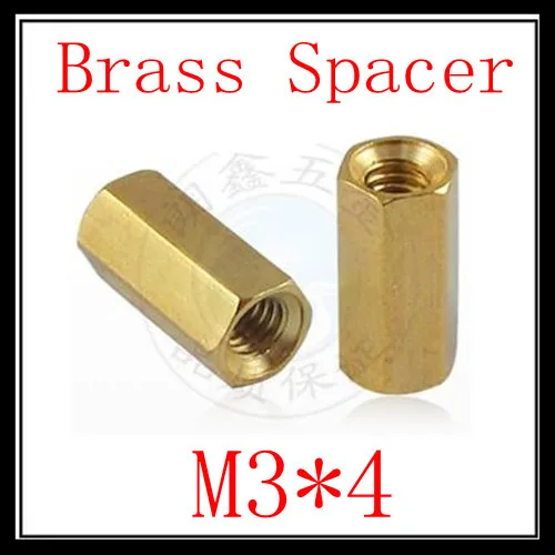 

200pcs/ lot High Quality Factory Direct Sale M3*4 Female to Female Brass Hex Standoff Spacer