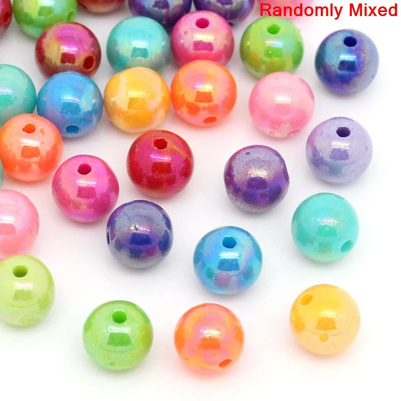 DoreenBeads акриловые разделительные бусины круглые Смешанные цвета AB 8 мм диаметр 300