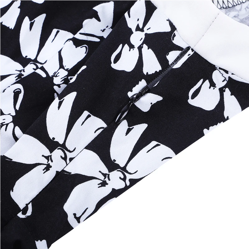 

OTEN 2018 summer bowknot print Vintage 50s 60s Rockabilly pin up Elegant sleeveless V-Neck A-Line Knee-Length retro party dress