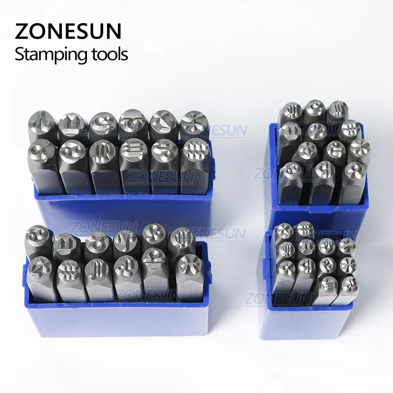 ZONESUN знак зодиака 12 шт. ювелирные изделия металлические штампы символов кожаный перфоратор инструменты для стемпинга стальной металлический инструмент для браслета ожерелье