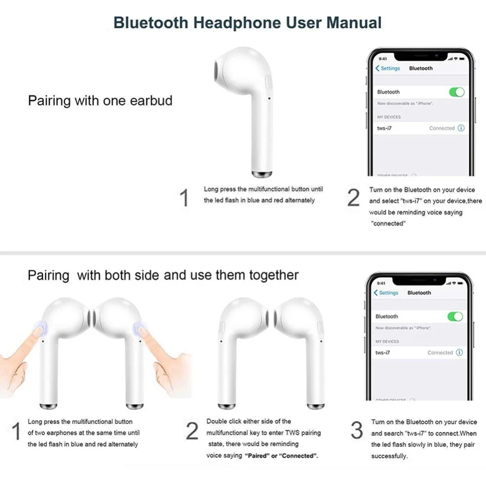 I7 i7s TWS мини беспроводные Bluetooth наушники вкладыши стерео гарнитура с зарядным