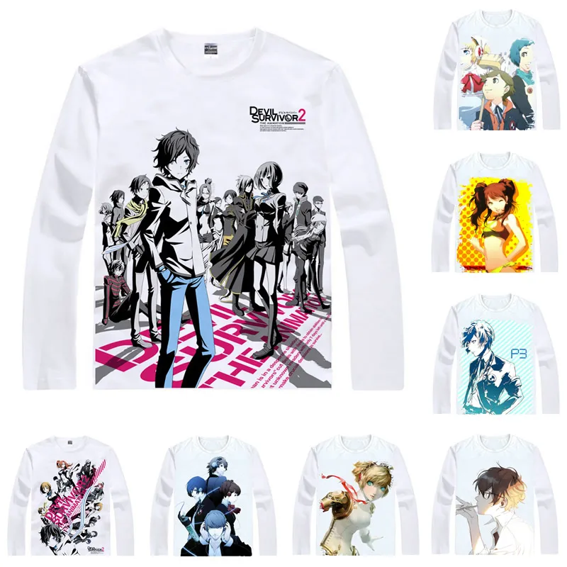 Аниме рубашка Coolprint Persona футболки мульти стиль с длинным рукавом Shin Megami Tensei дьявол