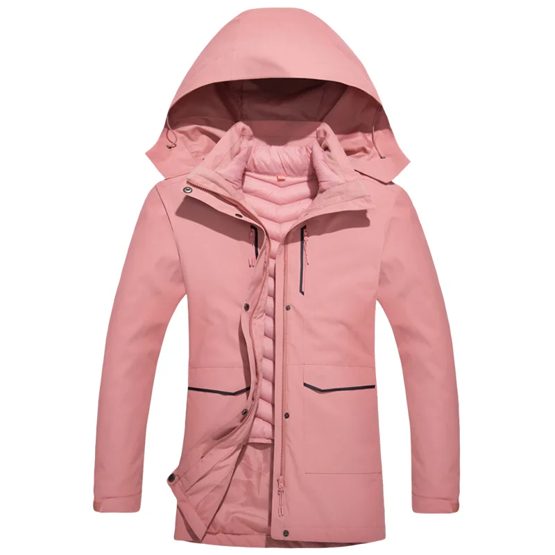 Pink Женская куртка для катания на лыжах, водонепроницаемая, для горных лыж, теплая, плюс размер, хлопок, одежда для катания на лыжах, уличная куртка для сноуборда, ветрозащитная, зимняя куртка-30 градусов - Цвет: Pink