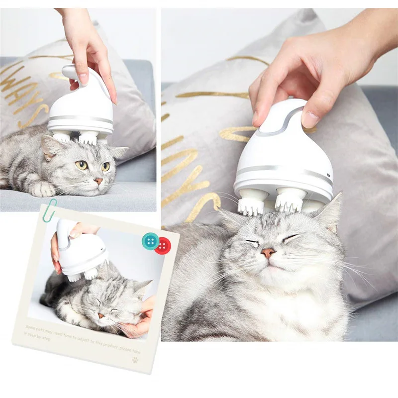 Животное интеллектуальные зарядки Cat массажер 3D массажер для головы кошки карандаш для бровей с вращением Водонепроницаемый Электрический Уход за лошадьми инструменты, домашние питомцы поставки 35