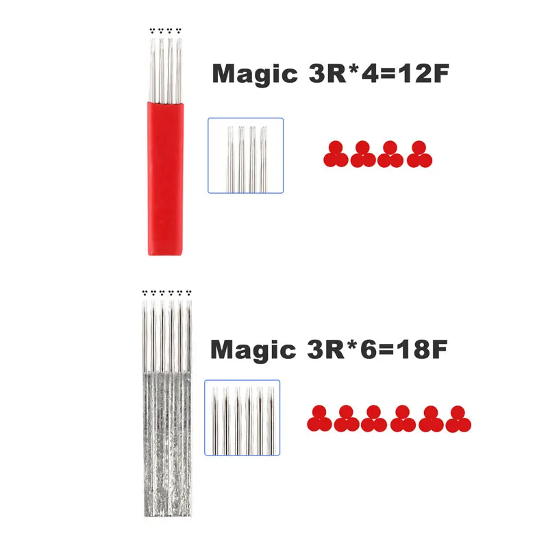 50 шт. лезвие для вышивки 12 штифтов с 4 рядами R3 круглые иглы бровей и губ