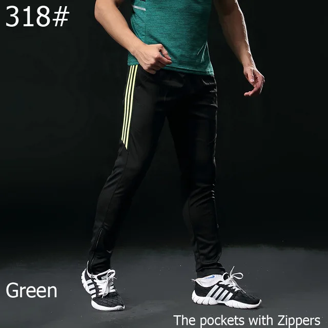 318 black green Pantalones deporte chandal, обтягивающие футбольные штаны, футбольные тренировочные штаны, мужские тренировочные штаны для бега, мужские спортивные штаны, мужские брюки - Цвет: 318 black green