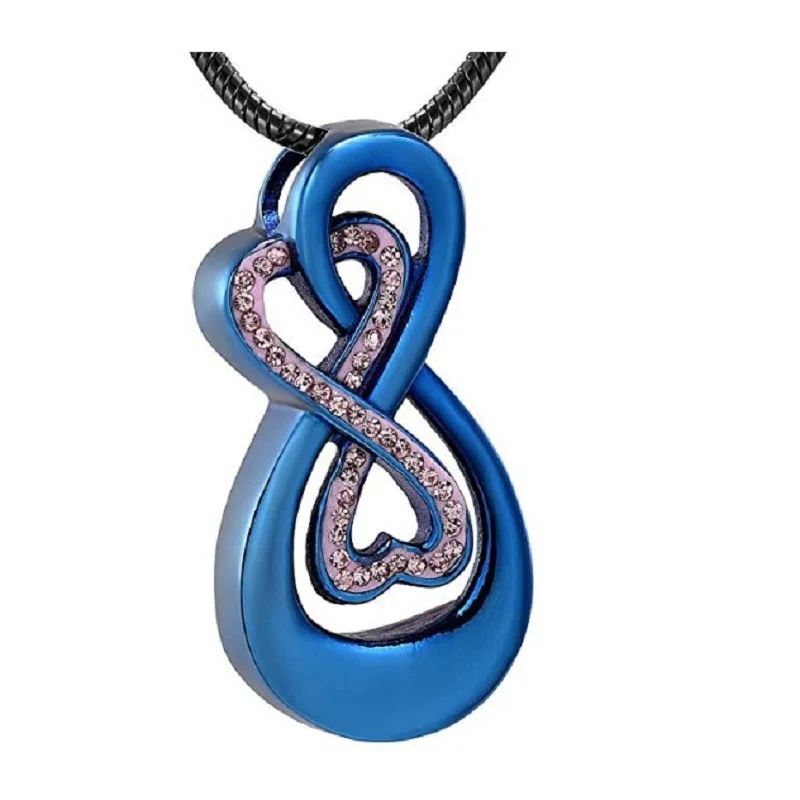 Фото IJD08 Infinity Love Урна Подвеска из нержавеющей стали Змеиная цепочка Украшения для кремации для праха для женщин Бесплатные инструменты для наполнения в комплекте №2