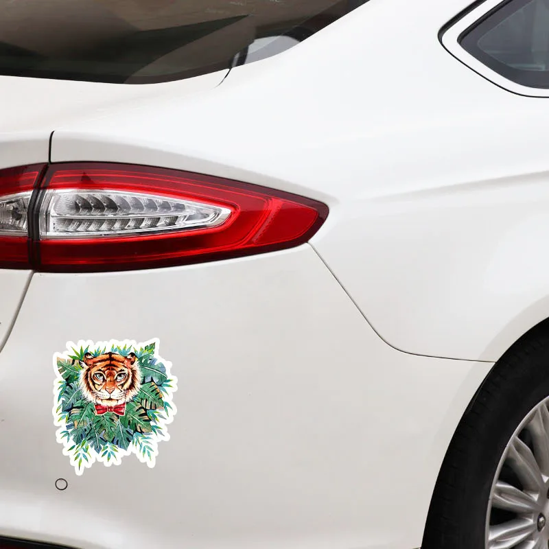 

YJZT 13.7CM*15CM Tigers In The Grass Fashion PVC Car Sticker Decal Accessories 5-0448