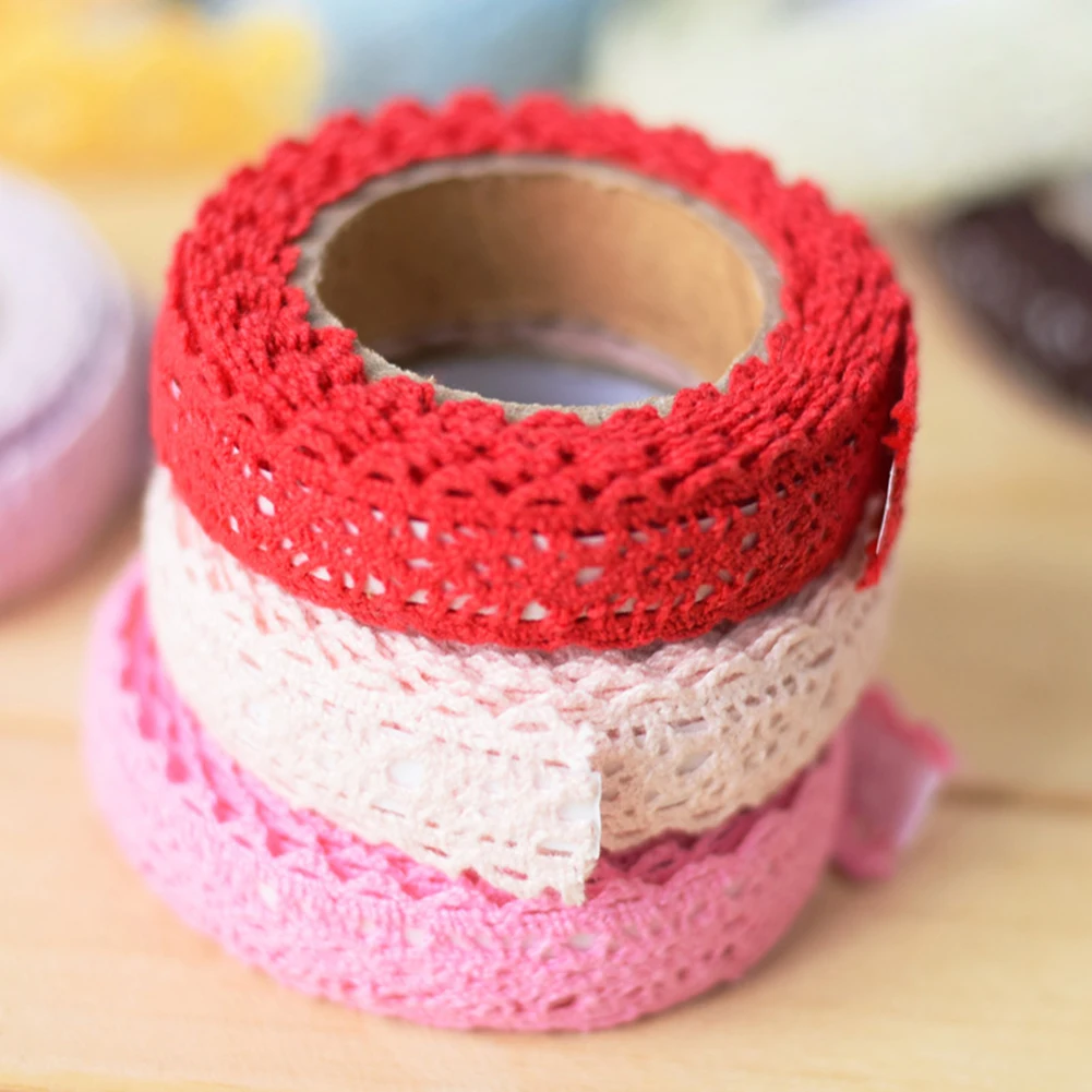 DIY самоклеящаяся кружевная ткань лента отделка Лента хлопок ткань васи клейкие ленты наклейки для домашнего декора искусство ремесла случайный цвет 20 мм