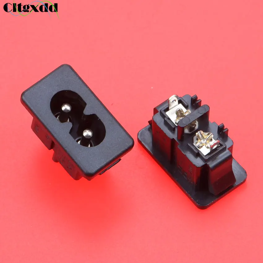Cltgxdd 1PCS AC 250V 2.5A IEC320 C8 Male 2 Pins Power Inlet Socket Panel Embedded Black White | Обустройство дома