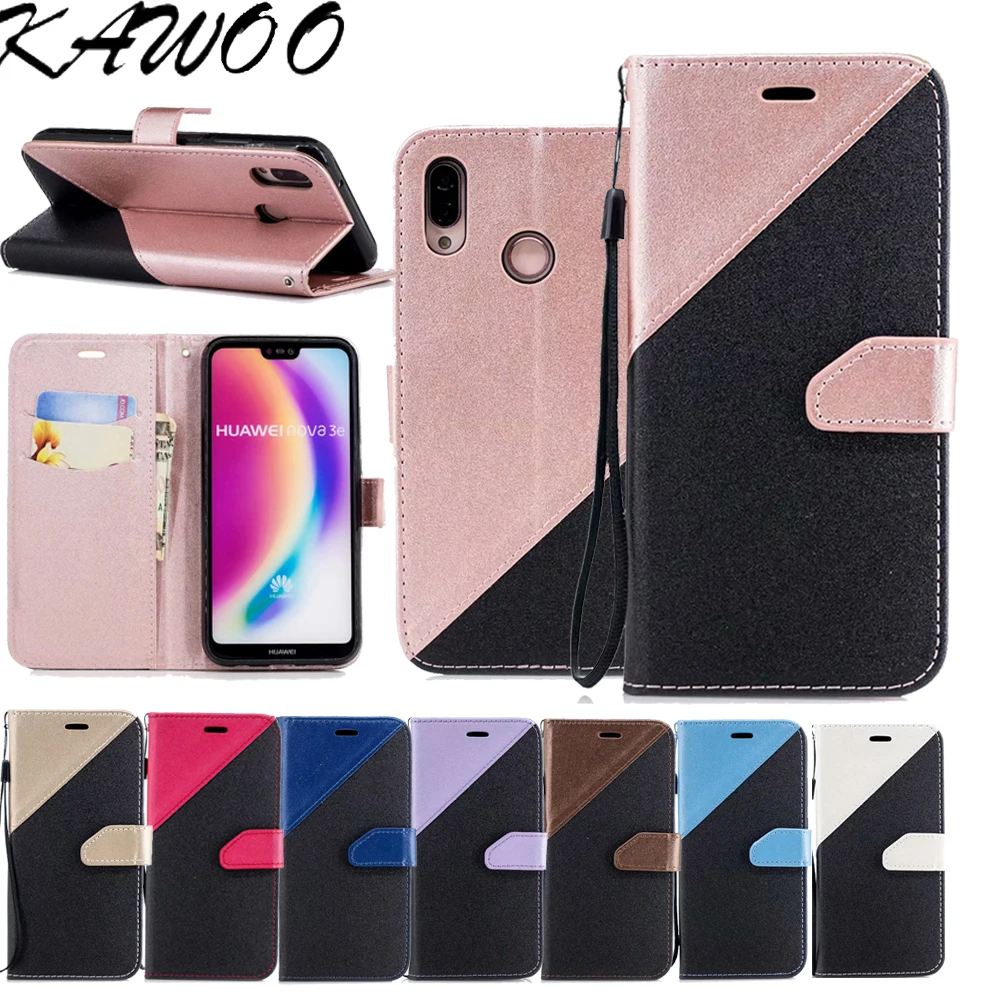 Гибридный флип чехол из искусственной кожи с ремешком для Huawei P20 Nova3E P Smart Y5 Y6 2017 Honor