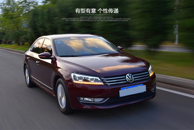 Автомобильный головной светильник для Volkswagen VW Passat B7 2011-15 US Verson головной светильник светодиодный динамический сигнал плавающий светильник Биксеноновая линза луч светильник