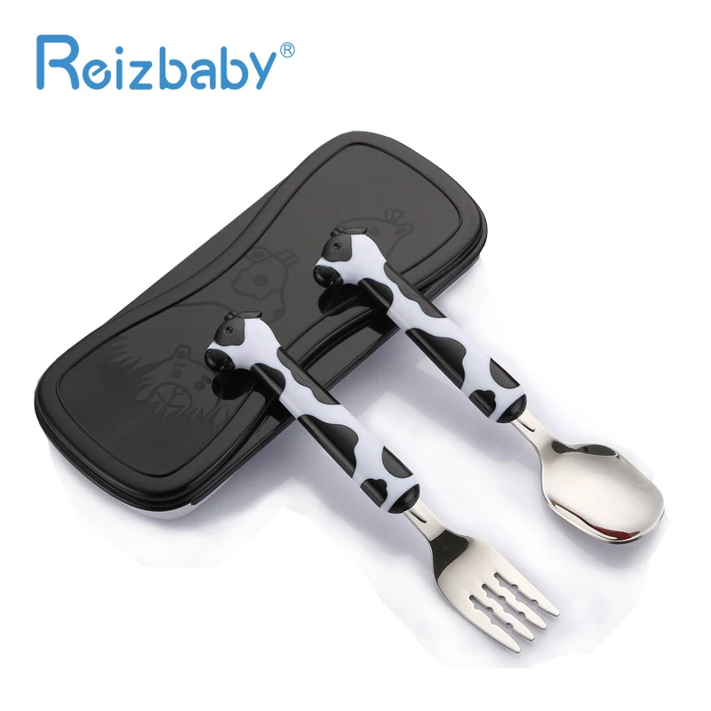 REIZBABY детский столовая посуда нержавеющая сталь мультфильм ABS Ручка набор ложка и