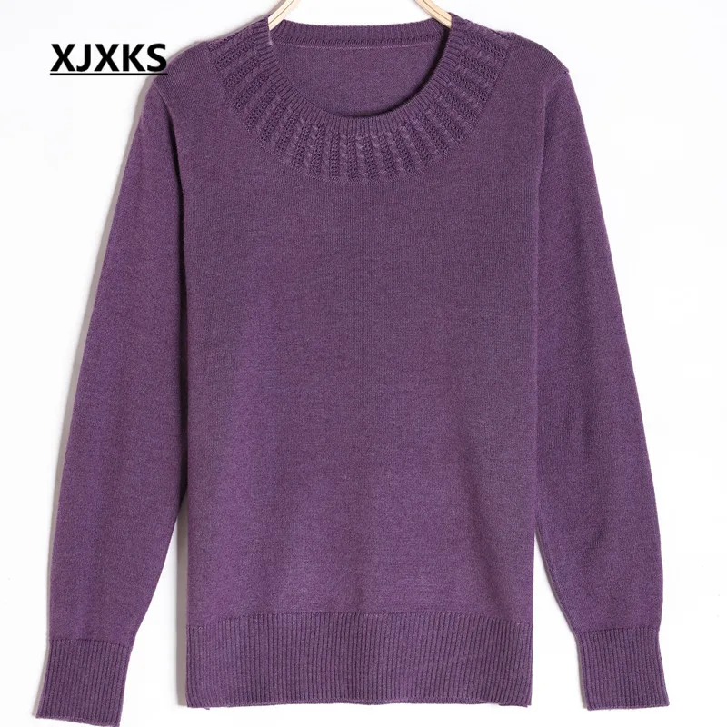 XJXKS sweater 2018 new women sweaters and pullovers long sleeve women's pullover plus size clothing basic shirt | Женская одежда