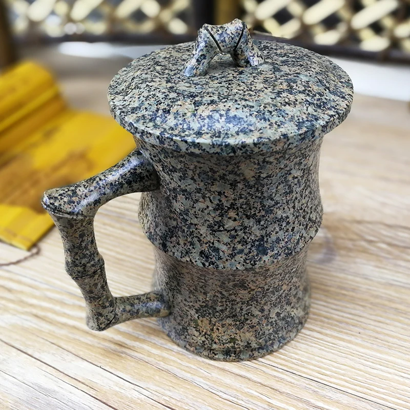 Бамбуковая кружка с рисунком из натурального медицинского камня 300 мл|coffee mug|tea