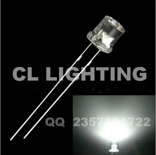 1000 шт. бесплатная доставка широкий угол обзора белый светодиод 5 мм (лампа с