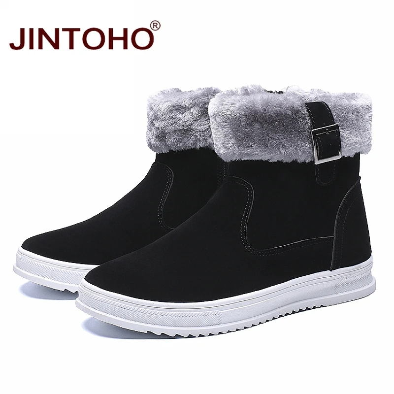 JINTOHO/модные мужские зимние ботинки Повседневная теплая зимняя обувь ковбойские