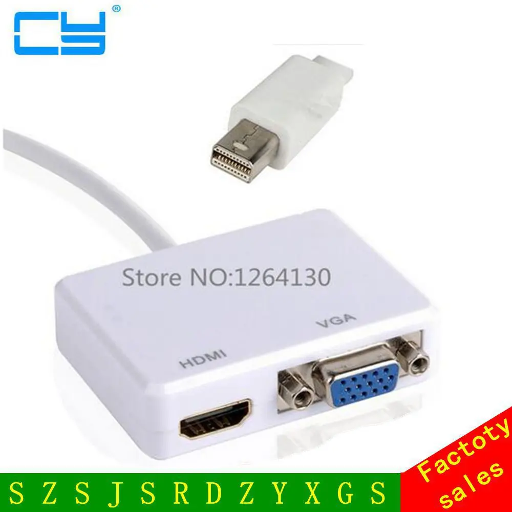 

Thunderbolt Mini DP Mini Display port to VGA + HDMI Female 2 in 1 Adapter Cable for Mac Book Pro Air Surface Por 3
