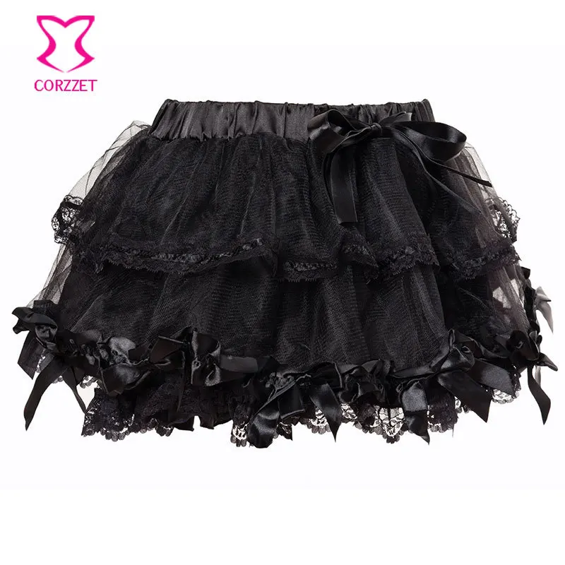 Женская короткая мини юбка с черным бантом кружевная и фатиновая пачка одежда