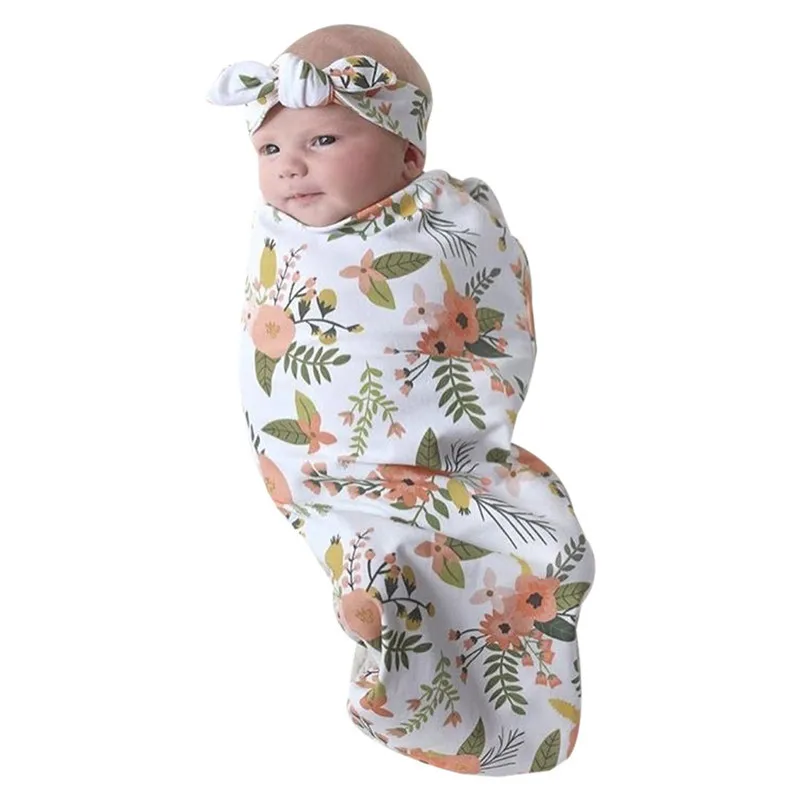 Хлопковая пеленка с цветами для новорожденных 2 шт. в комплекте мягкая сна