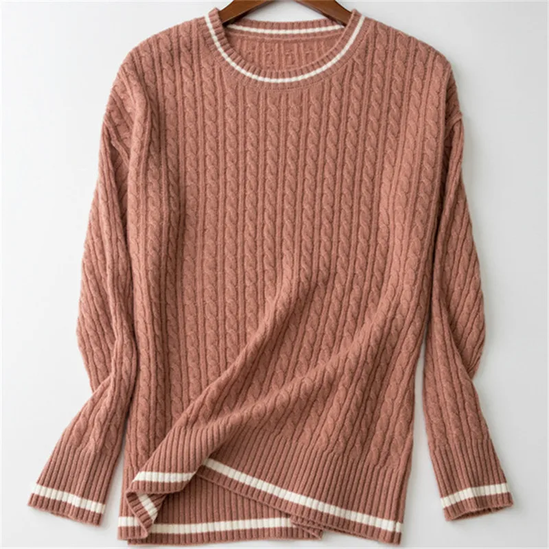 

Женский вязаный свитер, однотонный тонкий пуловер из чистого кашемира с круглым вырезом, S-2XL, в розницу, оптом