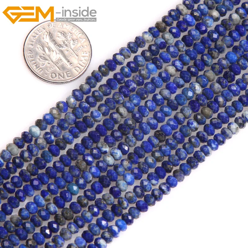 

Gem-inside AAANatural Faceted Heishi Rondelle Disc Spacer Blue Lapis Lazuli Beads For Jewelry Making Strand 15inchees DIY