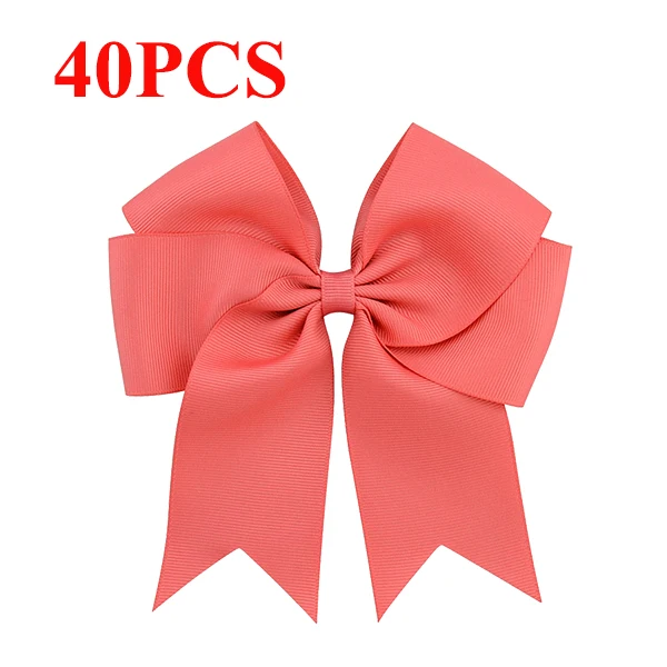 15 20 пар 6 дюймов большой Cheer Grosgrain ленты бант аксессуары для волос ручной работы Твердые Болельщицы банты для волос с аллигатором заколки для волос - Цвет: 15