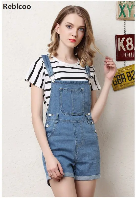 blue Короткие джинсовые комбинезоны, женский комбинезон, комбинезон с высокой талией, повседневные модные джинсы, комбинезон, промытый синий комбинезон, летняя одежда - Цвет: blue