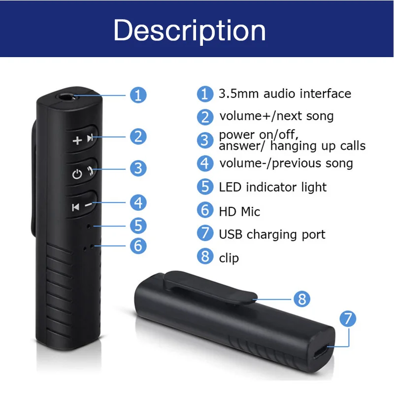 Tendway Mini Bluetooth ресивер Беспроводной аудио адаптер Car Kit Музыка передатчик с