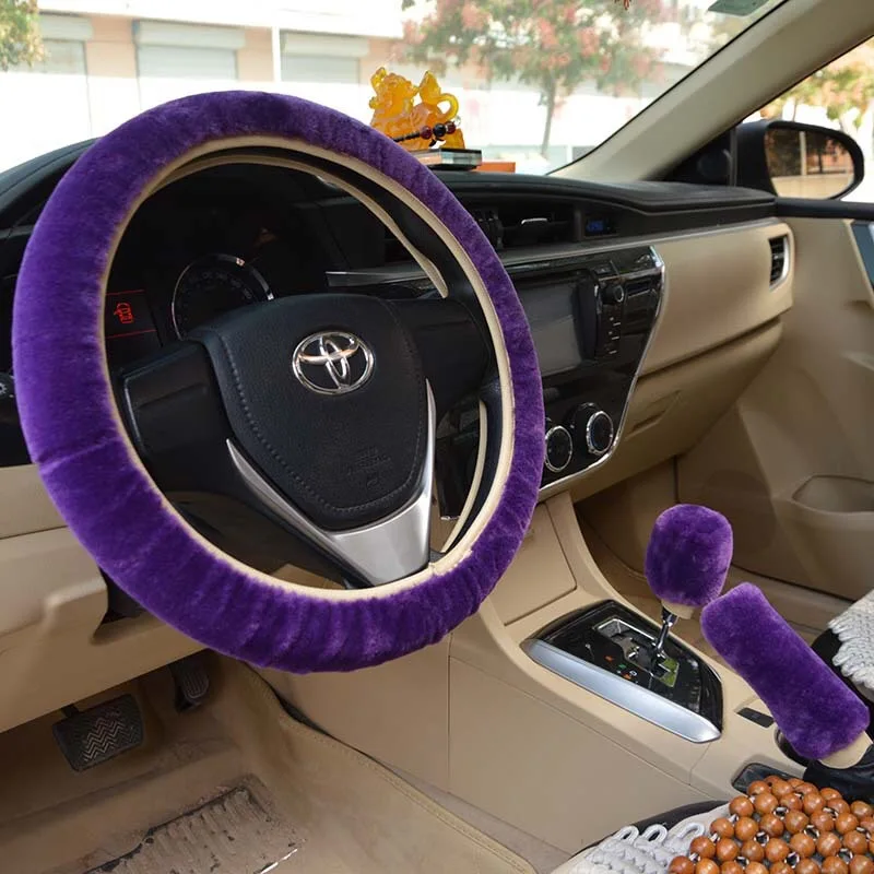 3 шт. зимний плюшевый Меховой чехол рулевого колеса автомобиля крышка ручного