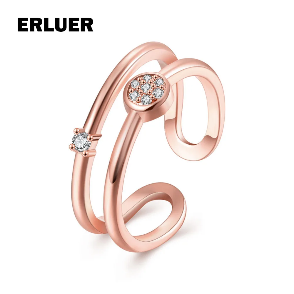 Женское Открытое кольцо с австрийским кристаллом вечерние цвет розового золота |