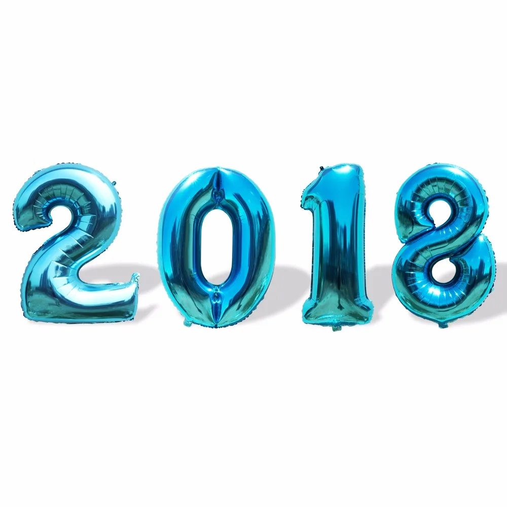 2018 с новым годом фольги Золотой и Серебряный номер шар поплавок воздушные шары