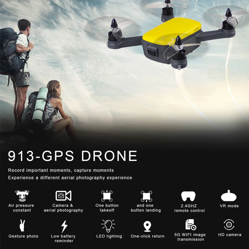 FUNSKY 913 gps 5G WiFi FPV с 1080P HD камерой режим удержания высоты бесщеточный