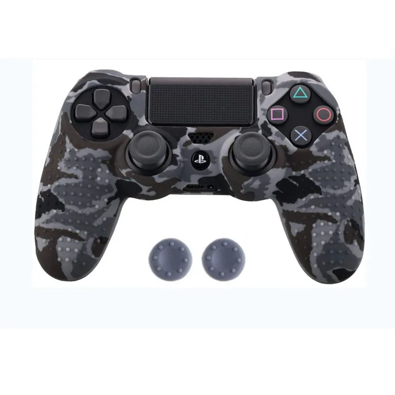 Camouflage grey Противоскользящий силиконовый резиновый чехол для sony playstation 4 PS4 Pro тонкий контроллер с 2 джойстиками - Цвет: Camouflage grey
