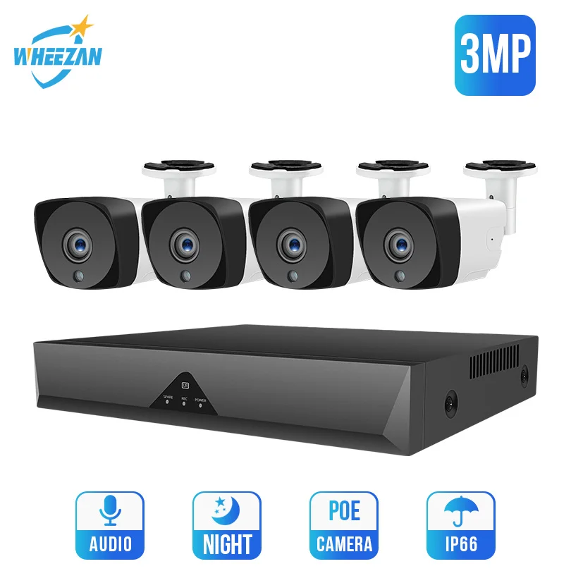 Камера видеонаблюдения Wheezan 3 Мп 4 канала H.265 1080P POE Onvif Danale|Система наблюдения| |