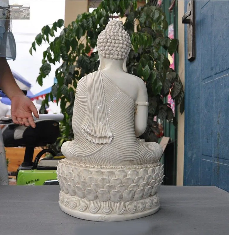 

christmas 19" Old Tibetan Buddhism Dehua White porcelain Sakyamuni Medicine Buddha Statue halloween