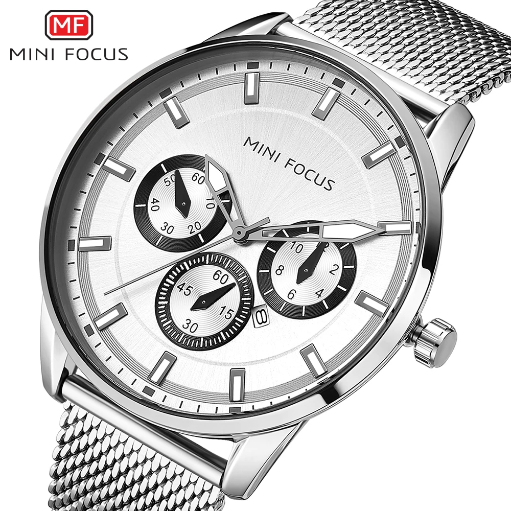 Новые модные роскошные Брендовые мужские часы Whatch серебряные кварцевые