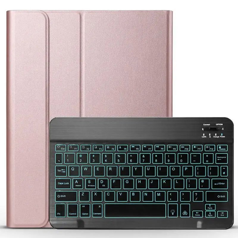 Rose Gold with Black Чехол-клавиатура с подсветкой для samsung Galaxy Tab S5e 10,5 чехол T720 T725 SM-T720 чехол Съемная Bluetooth клавиатура кожаный чехол - Цвет: Rose Gold with Black